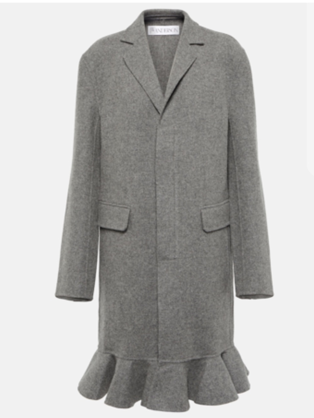JW ANDERSON Gorgeous Heather Gray Peplum Lotus Hem Peacoat Coat 4 NWT $1,400!!
